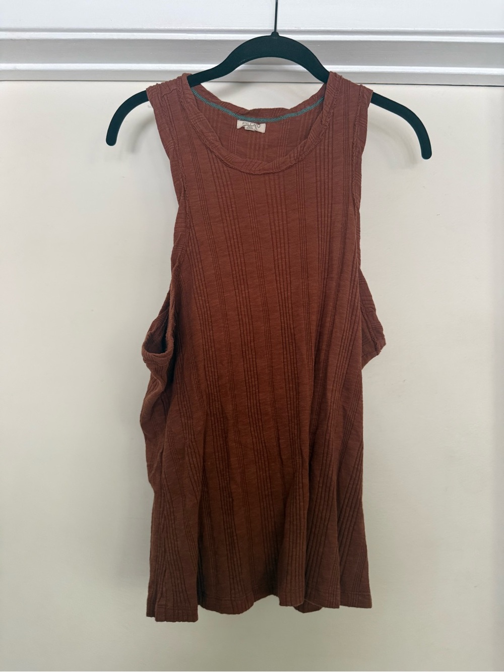Pilcro Ribbed Tank Top - Rust Brown sz Large